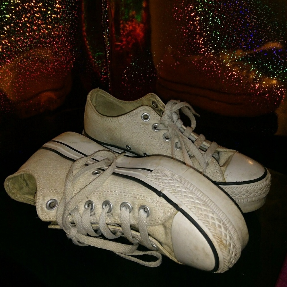 White low top converse platforms